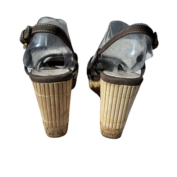 Prada Bamboo Cork Wedge Platform Sandals - Picture 5 of 9